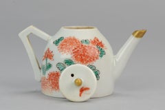 Miniature Japanese Porcelain Teapot Arita Red Green Japan Chrysanthemum, ca 1700