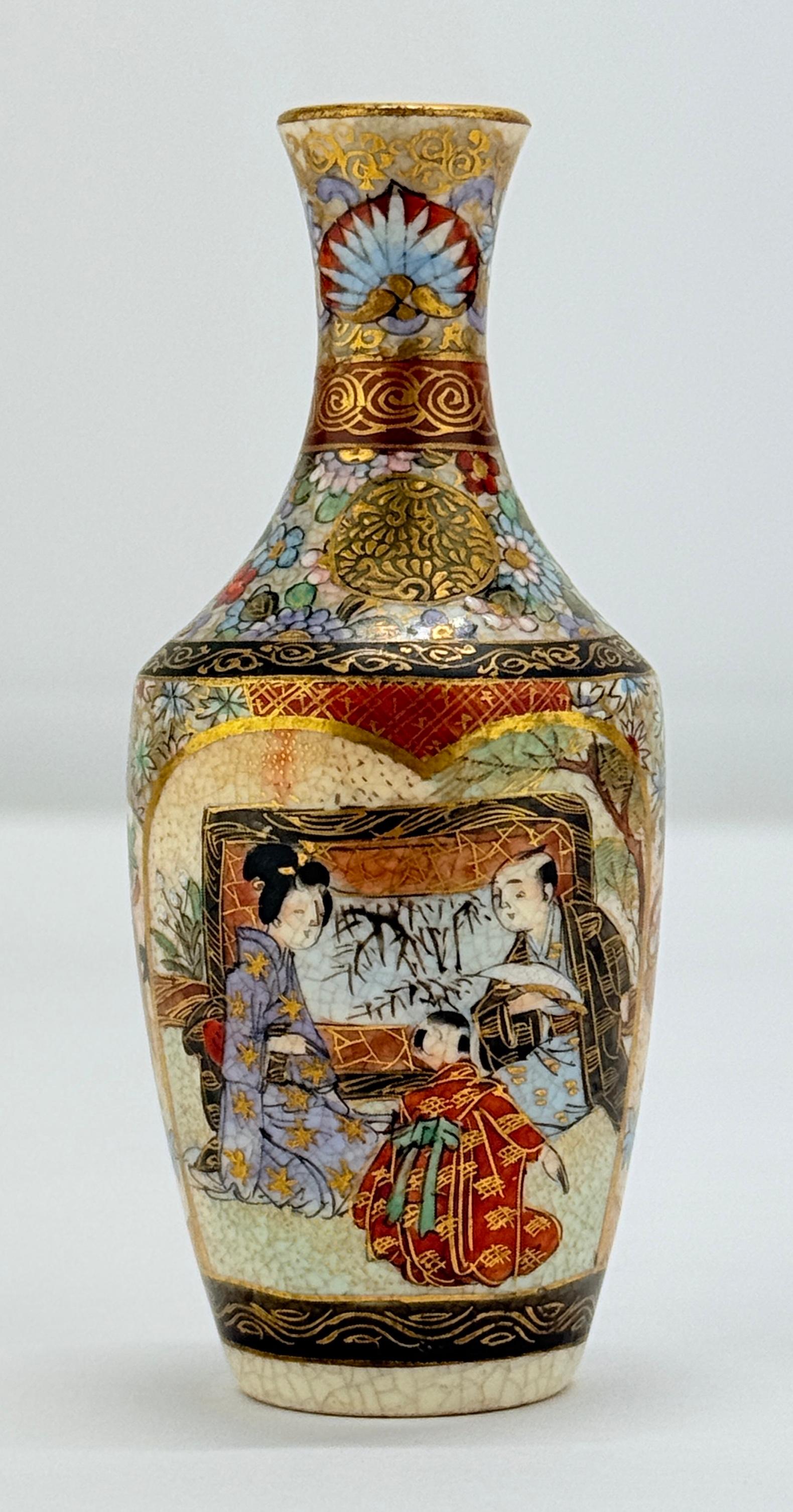 Miniature Japanese Satsuma Porcelain Cabinet Vase - Signed, Meiji Era For Sale 4