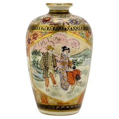 Miniature Japanese Satsuma Porcelain Cabinet Vase - Signed, Meiji Era