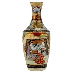 Miniature Japanese Satsuma Porcelain Cabinet Vase - Signed, Meiji Era