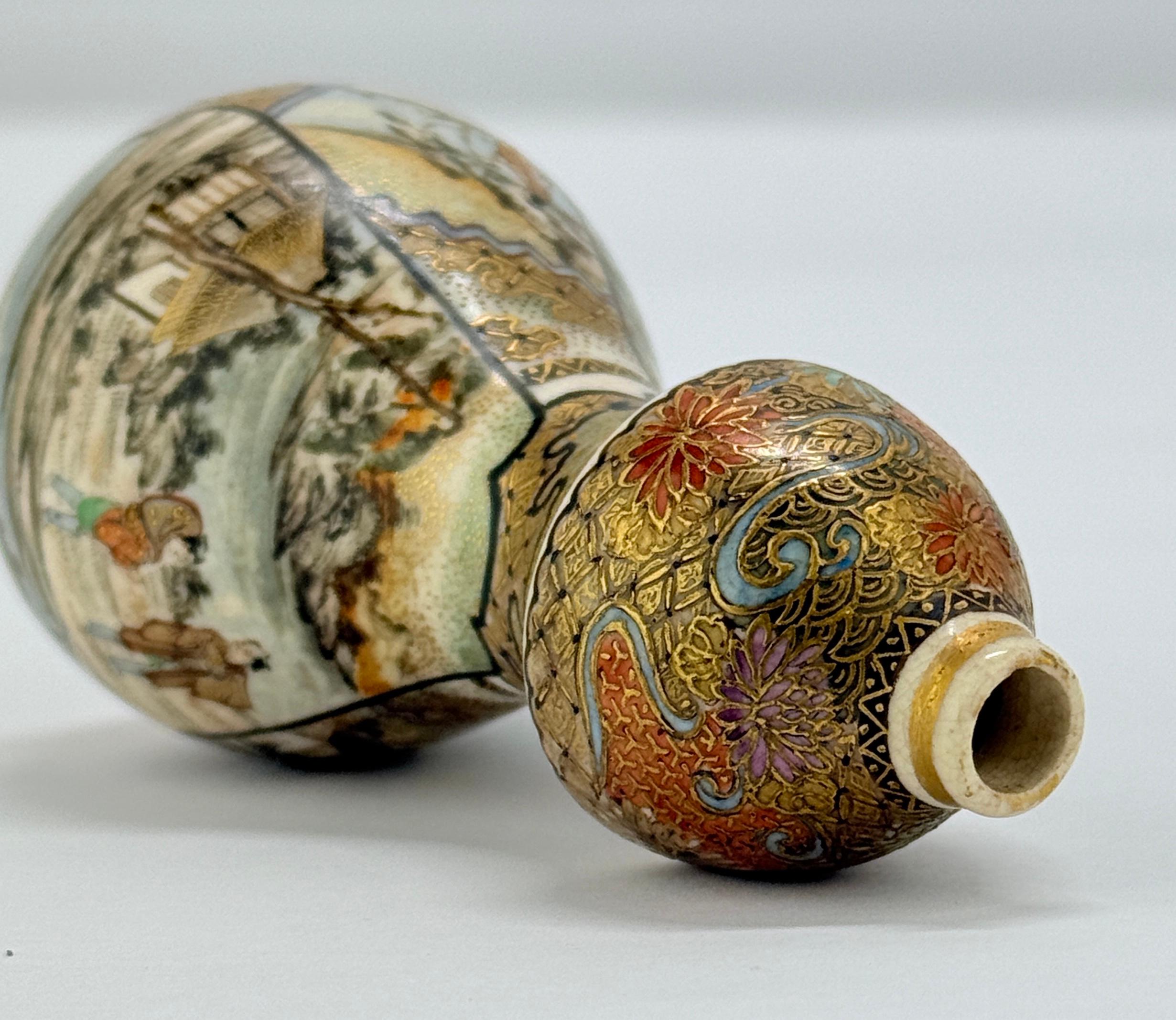 Miniatura giapponese in porcellana di Satsuma a forma di zucca Vaso da armadio dell'epoca Meiji in vendita 1