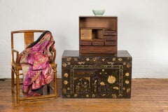 Miniature Japanese Taishō Period Zebra Wood Tansu Chest with Sliding Doors