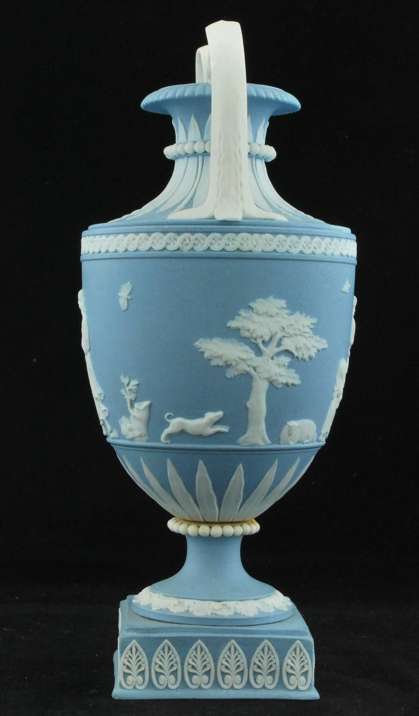 English Miniature Jasperware Vase, Domestic Employment, Wedgwood, circa 1790