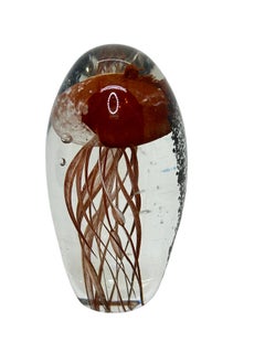 Miniature Jellyfish Murano Italian Art Glass Aquarium Paperweight Sculpture