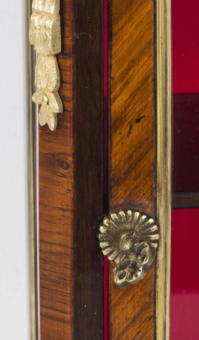 Velvet Miniature Kingwood Bijouterie Table Top Cabinet with Ormolu Mounts 19th Century