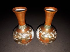 Miniature Kutani porcelain vases, Japan Meiji era