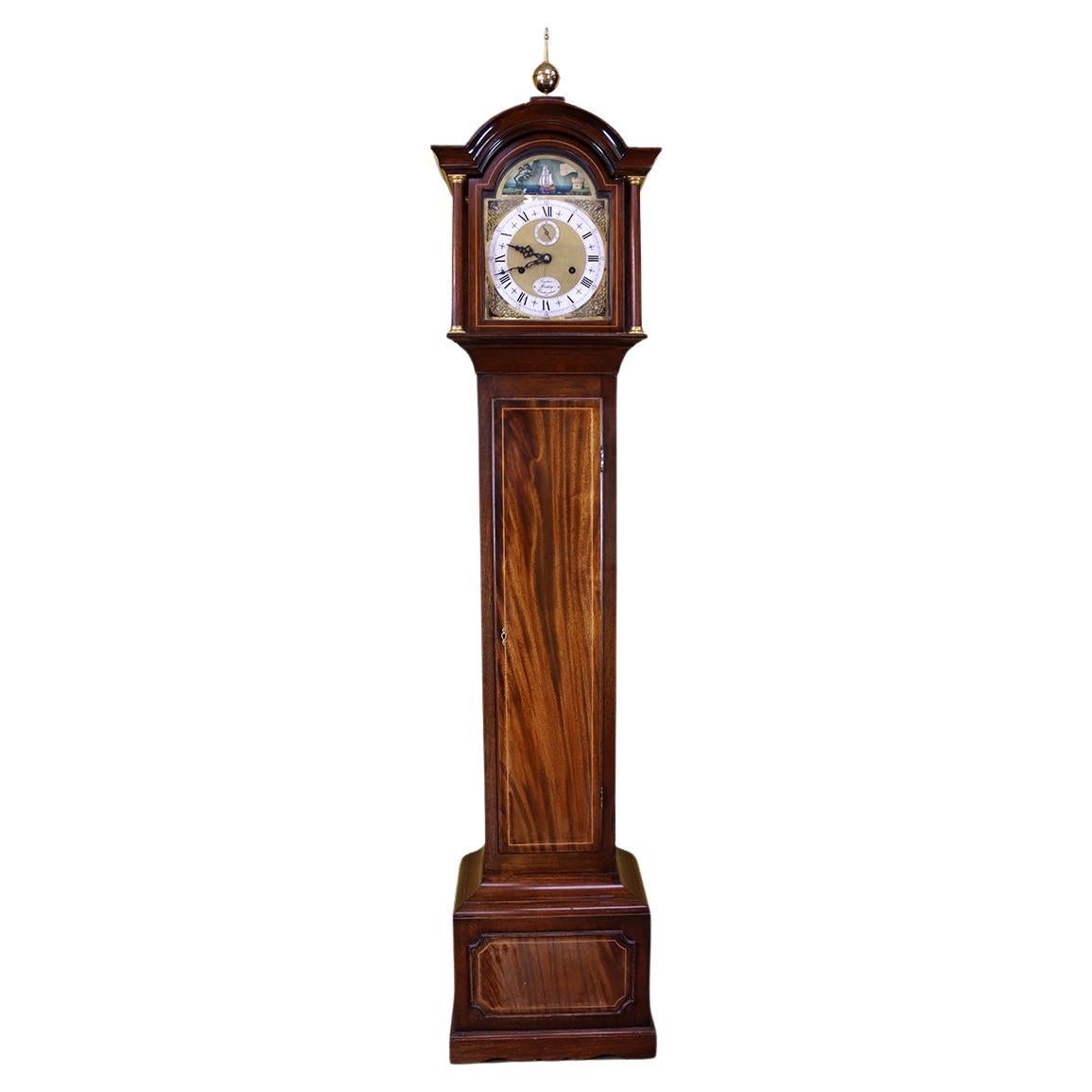 Miniature Longcase Rocking Ship Clock by Sinclair Harding. For Sale