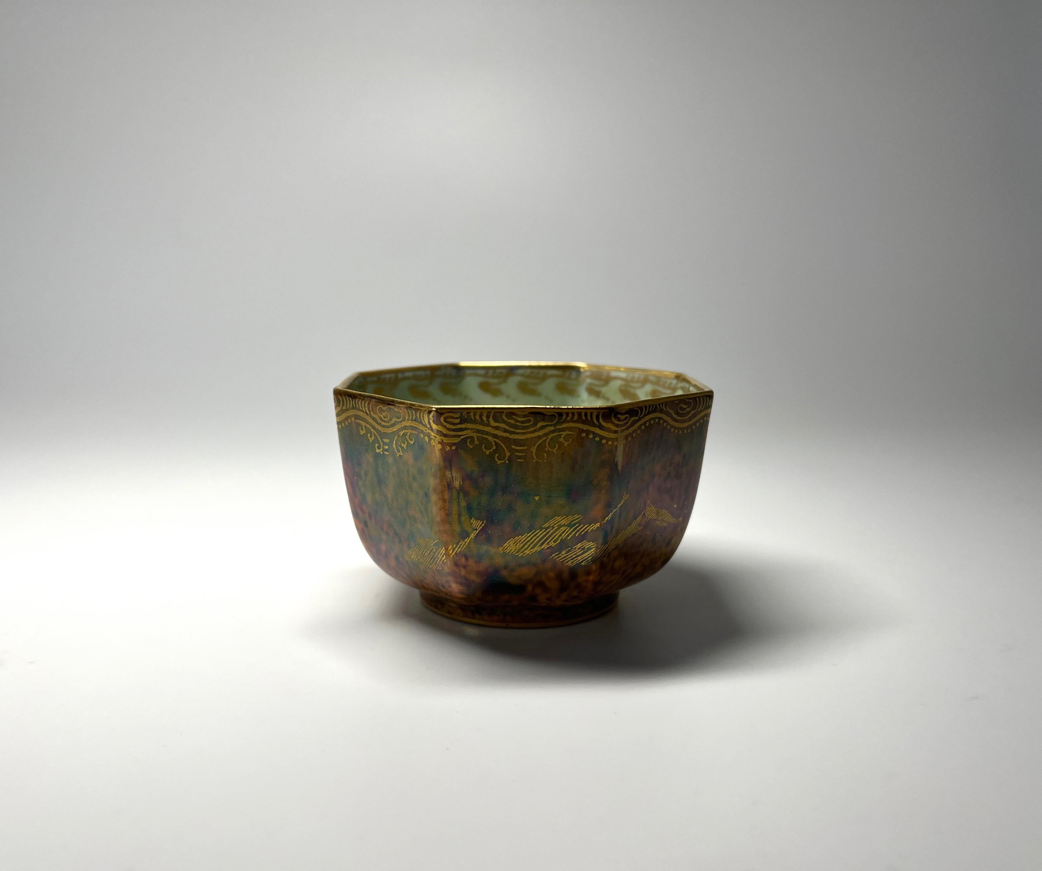 British Miniature Lustre Octagonal Bowl by Daisy Makeig-Jones, Wedgwood, c1920