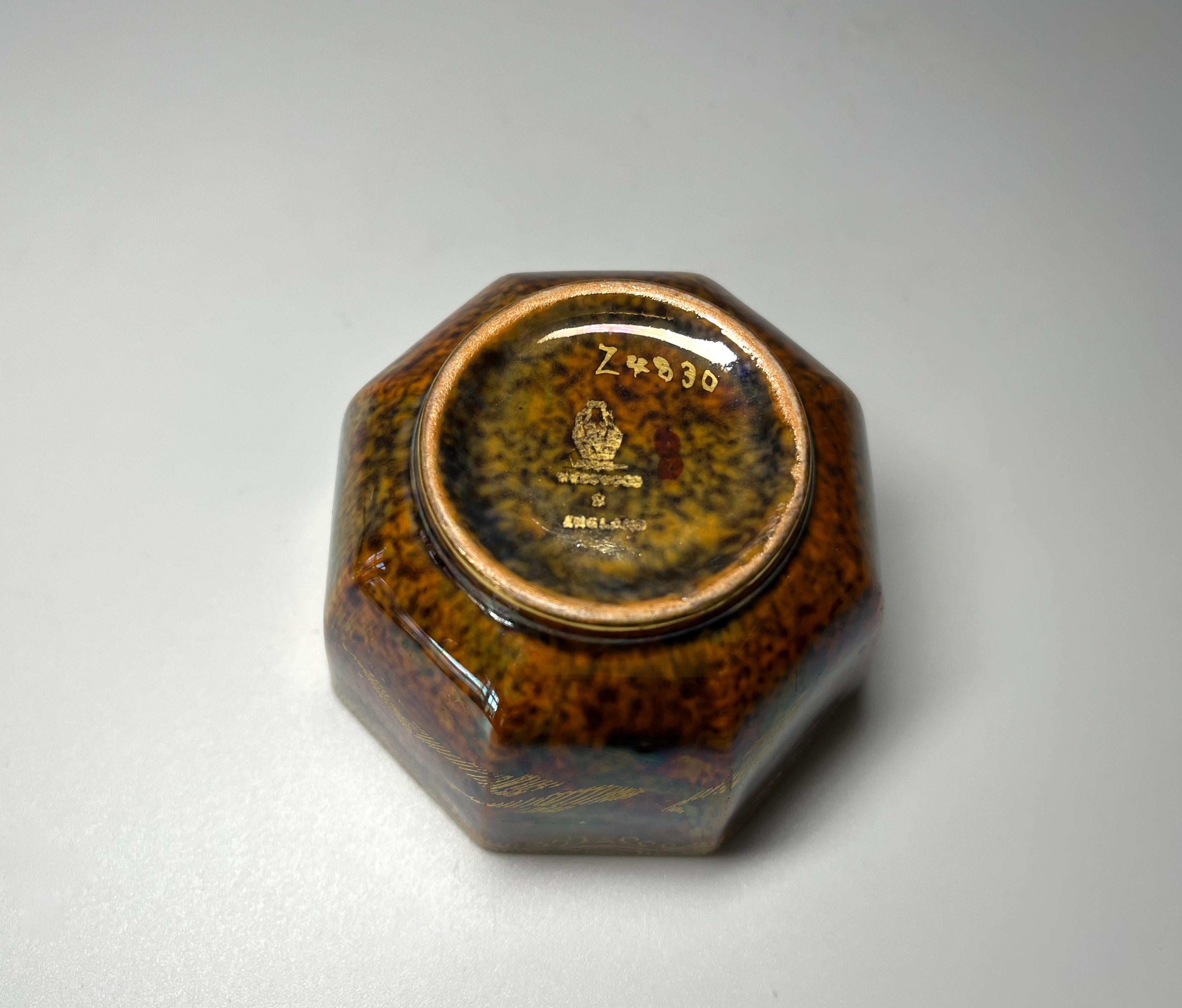 Porcelain Miniature Lustre Octagonal Bowl by Daisy Makeig-Jones, Wedgwood, c1920