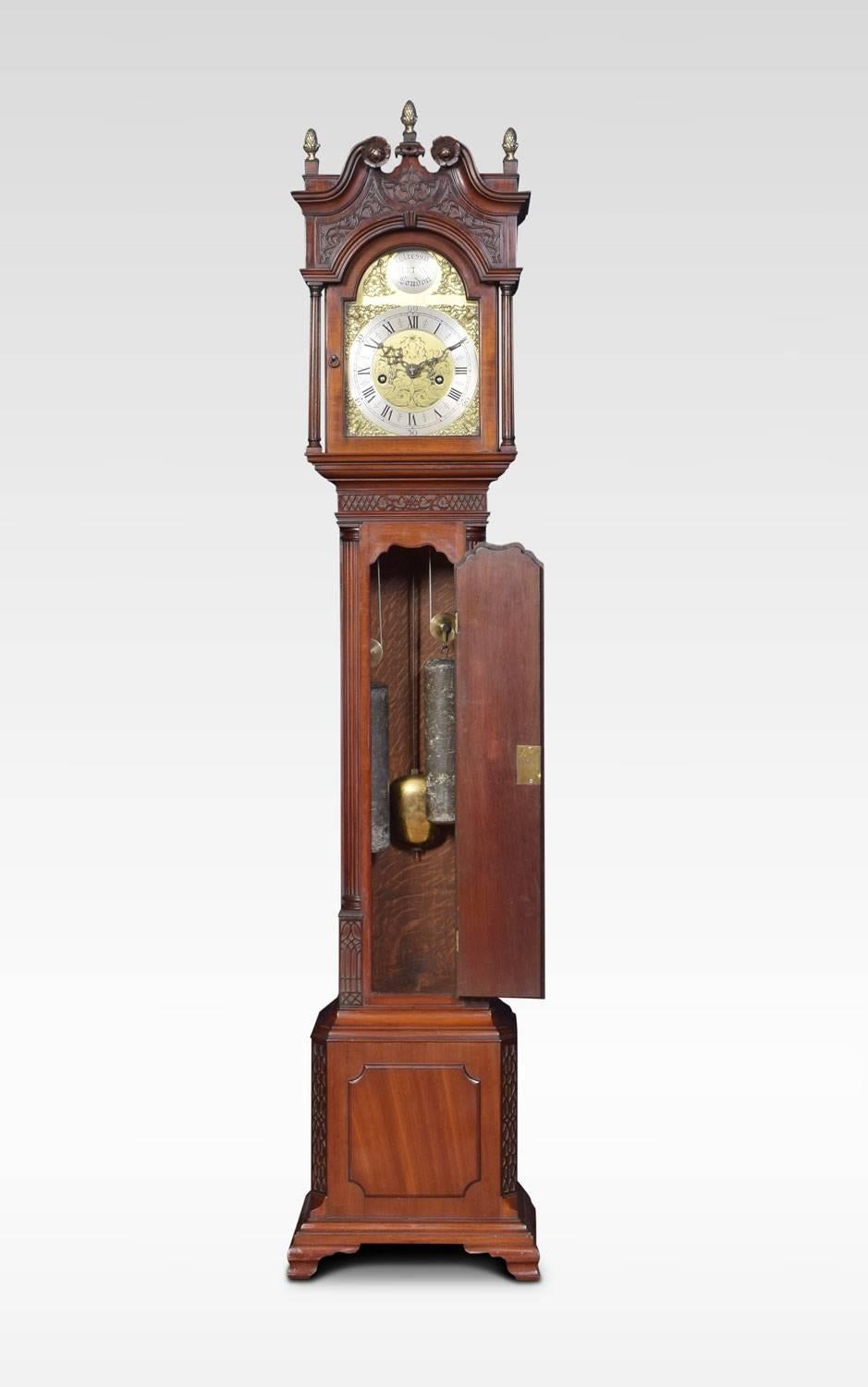 British Miniature Mahogany Cased Grandfather Clock