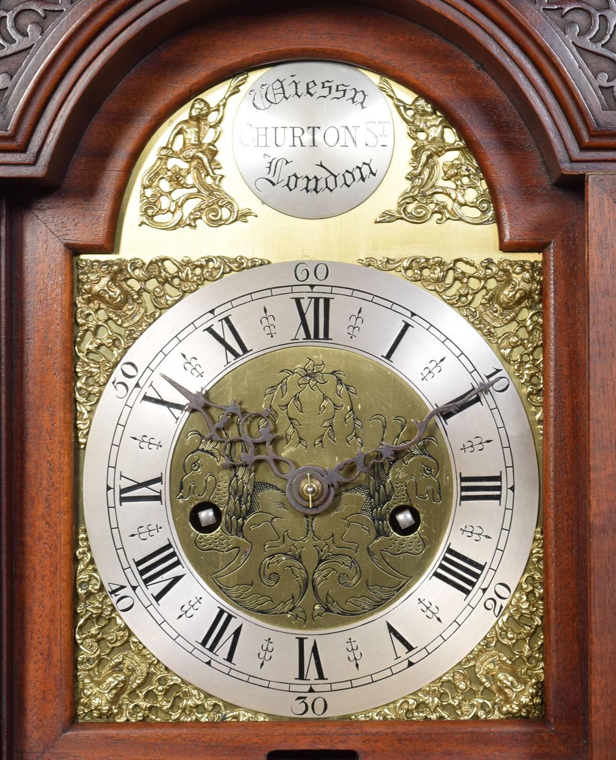 20th Century Miniature Mahogany Cased Grandfather Clock