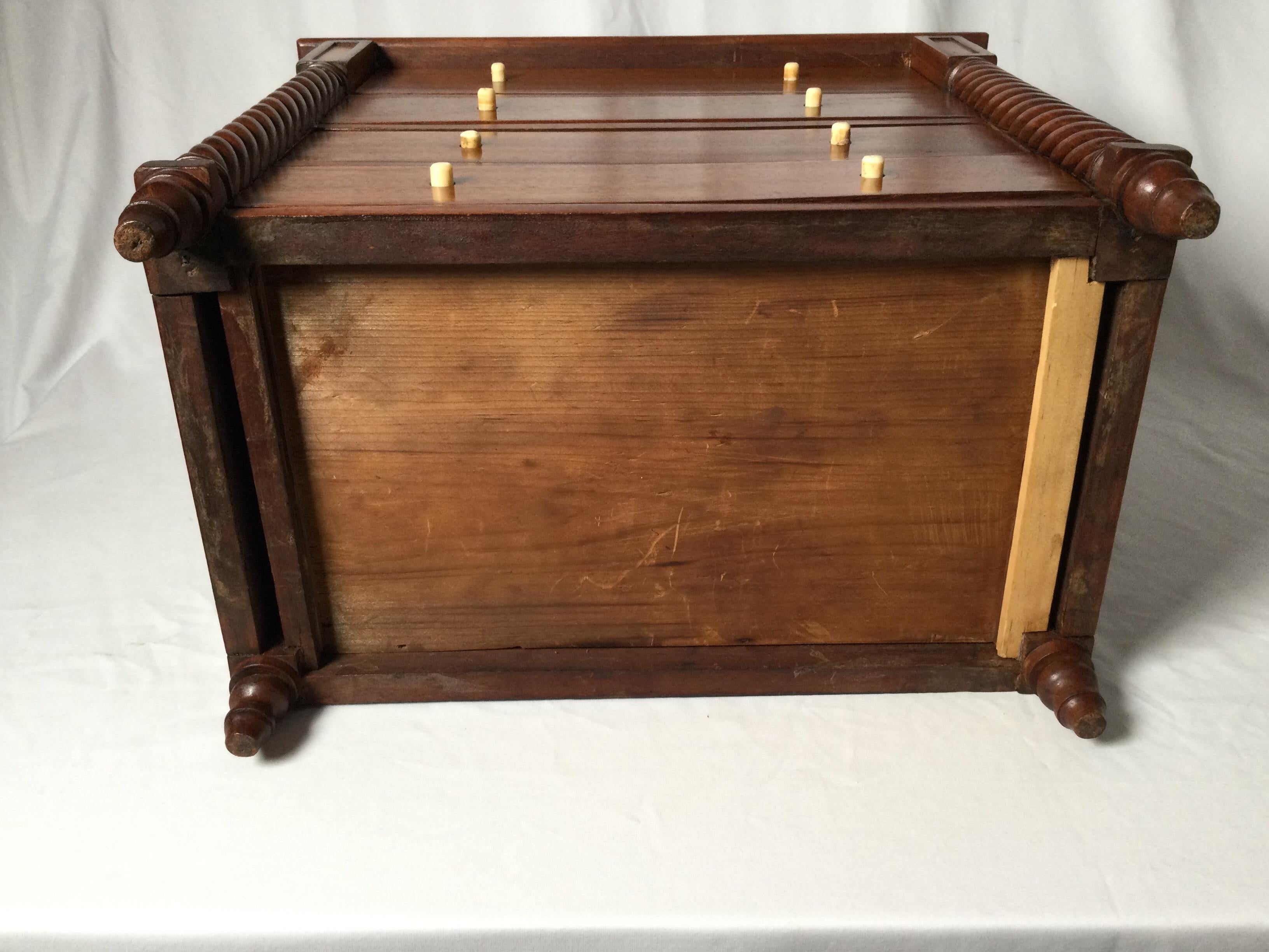 Miniature Mahogany Four-Drawer Sheraton Chest with Rope Turned Front Legs 3