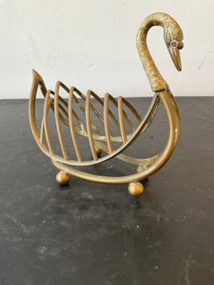 Miniature Maison Jansen Style Italian Brass  Swan Rack