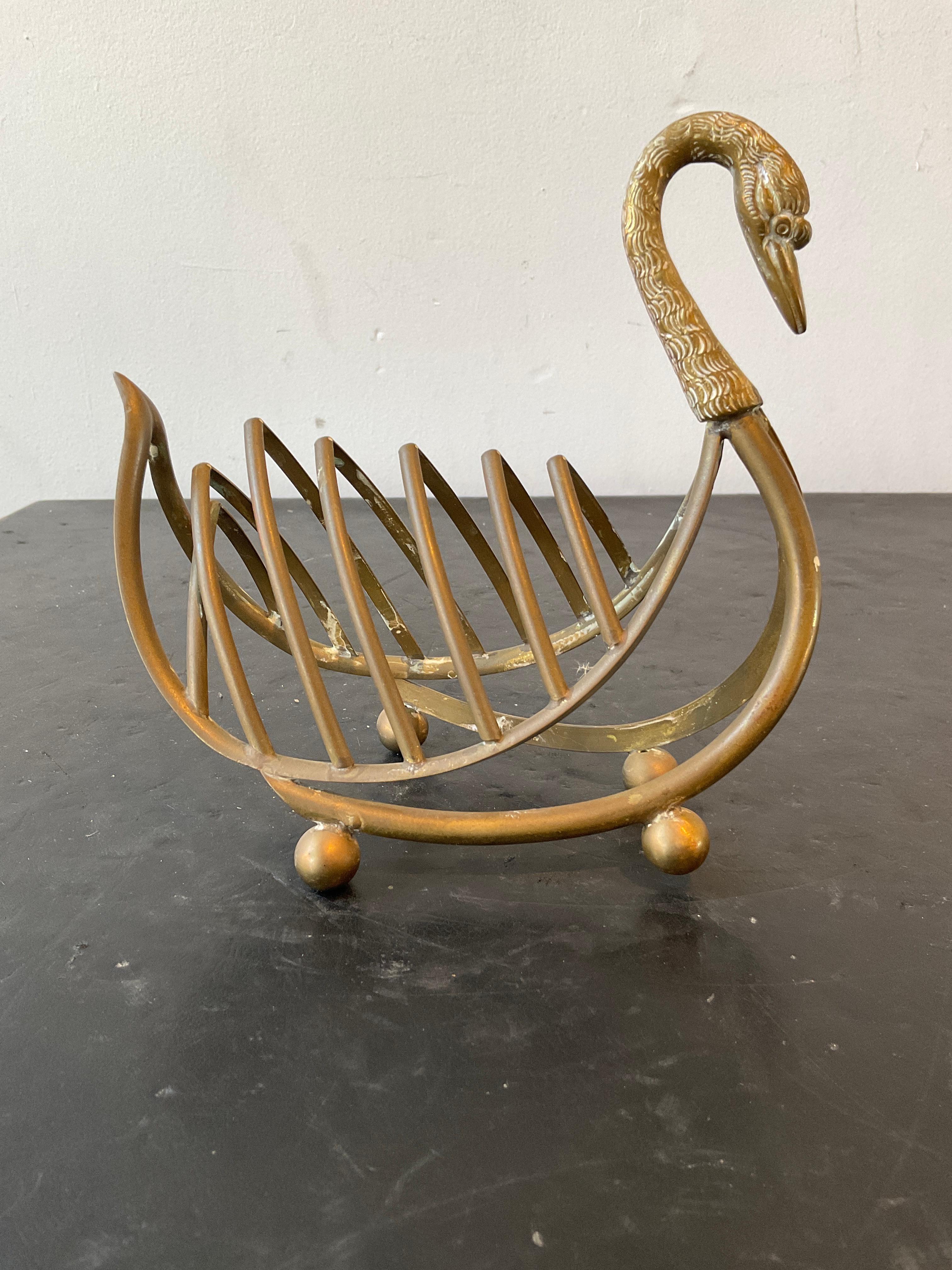 Miniature Maison Jansen Style Italian Brass  Swan Rack For Sale 2