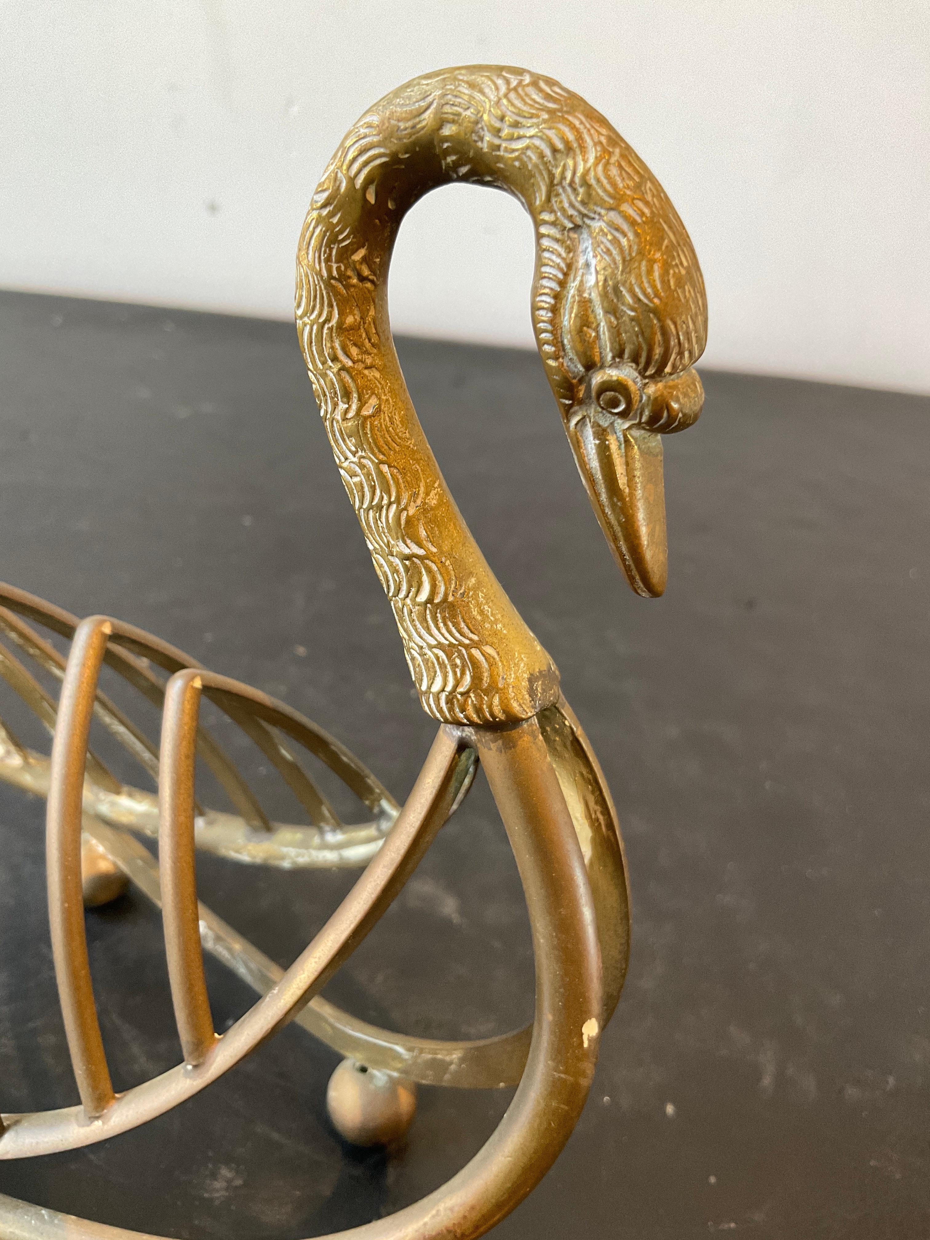 Miniature Maison Jansen Style Italian Brass  Swan Rack For Sale 4