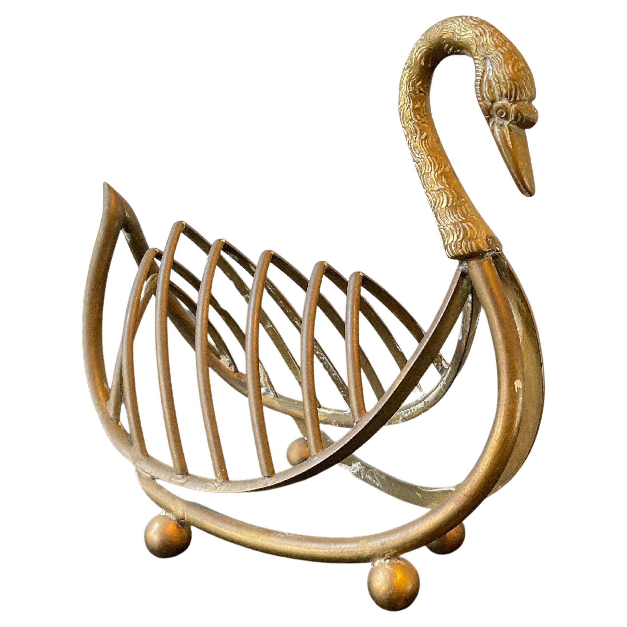 Miniature Maison Jansen Style Italian Brass  Swan Rack For Sale