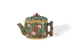 Miniature Majolica-Glazed Teapot, on a Porcelain Body, English, circa 1920
