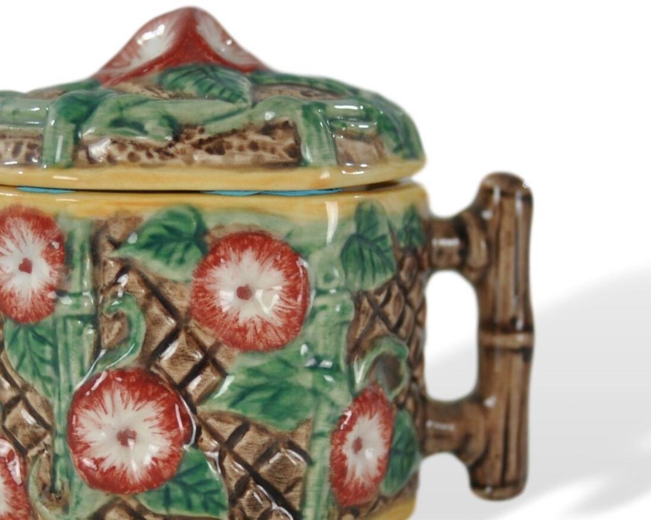 Miniature Majolica-Glazed Teapot, on a Porcelain Body, English, circa 1920 In Excellent Condition For Sale In Banner Elk, NC