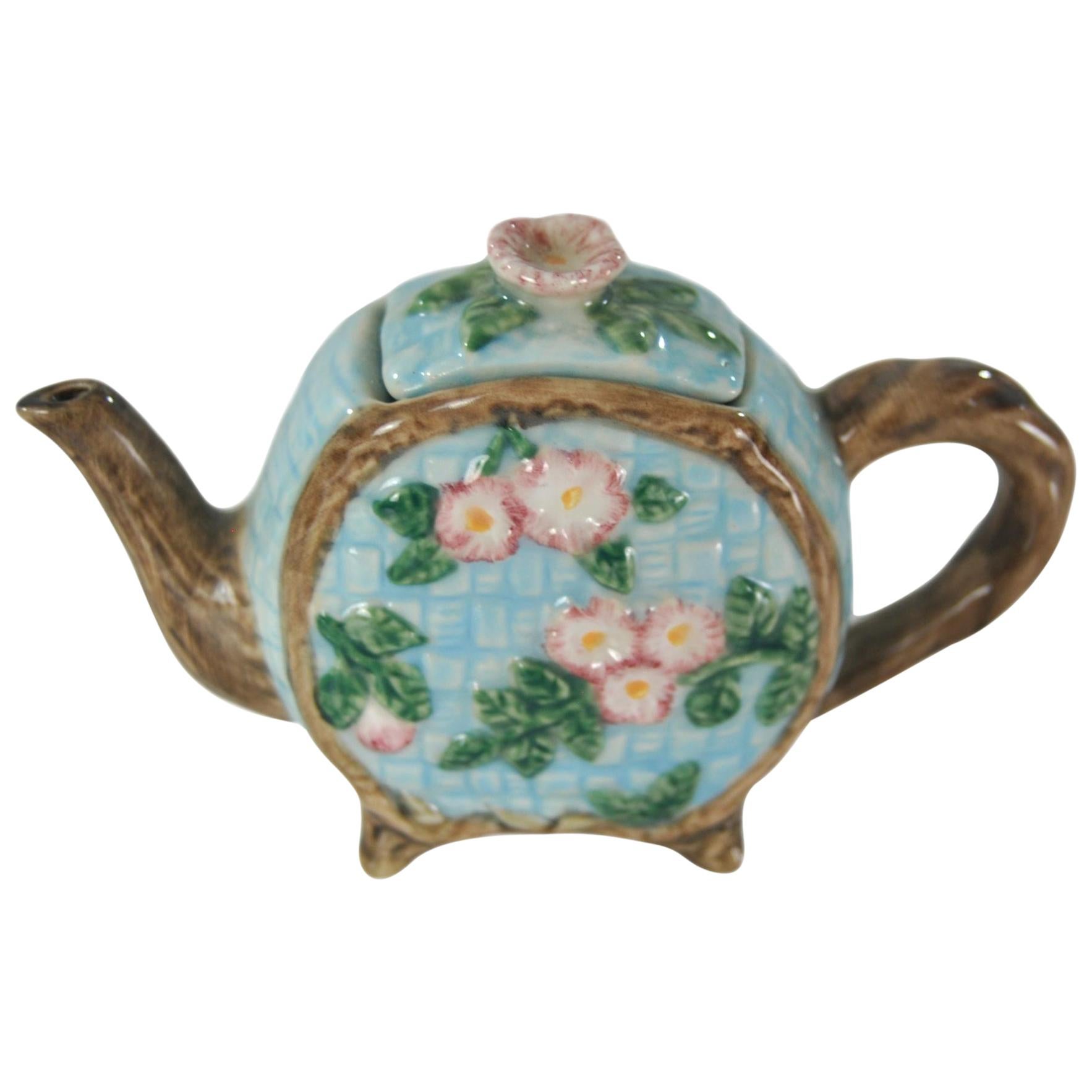 Miniature Majolica Teapot, English, circa 1920 For Sale