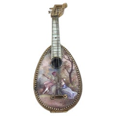 Miniature mandolin enamel and solid silver box