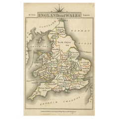 Mappa in miniatura dell'Inghilterra e del Galles con colorazione a mano