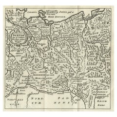 Miniature Map of Swabia, a Medieval Duchy in South-West Germany and Poland, 1685