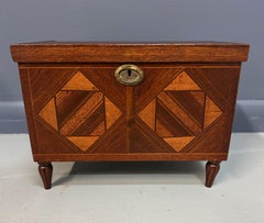 Miniature Marquetry Blanket Chest Dated 1910 by Flora Boyer of Pennsylvania