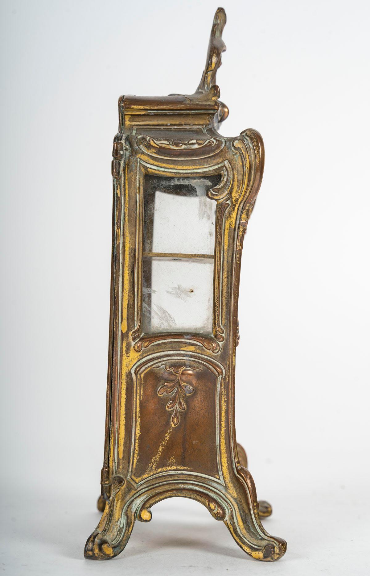 French Miniature Metal and Glass Display Case, 19th Century, Napoleon III Period.