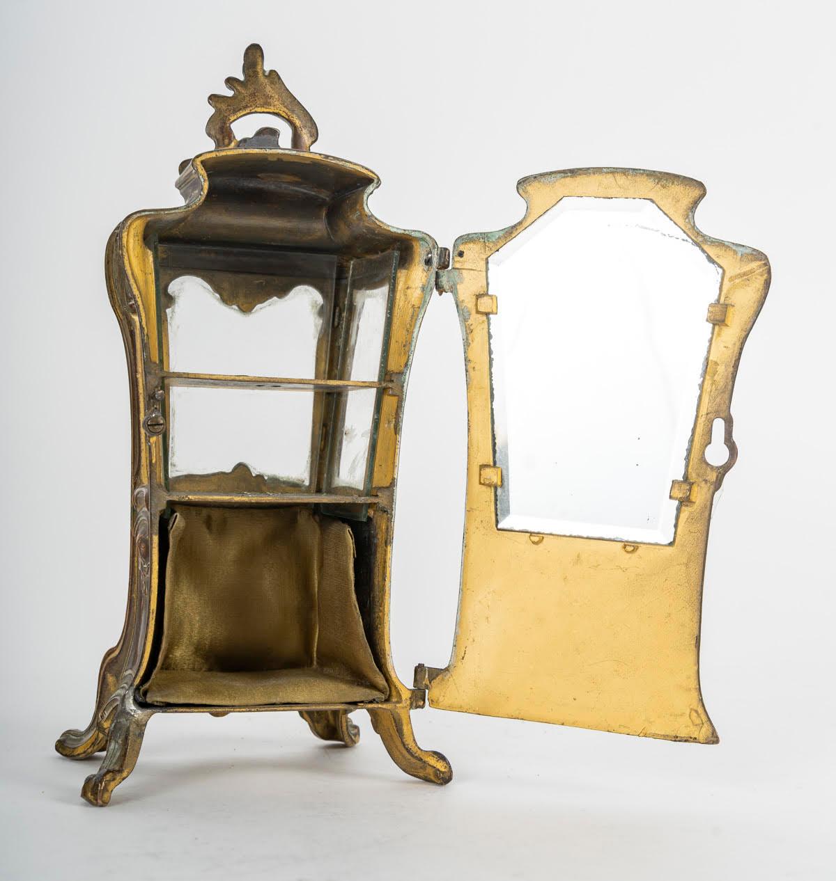 Miniature Metal and Glass Display Case, 19th Century, Napoleon III Period. 1