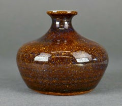 Miniature Mid-Century Ceramic High Glaze Bottle Neck Vase Studio Pot by Sari