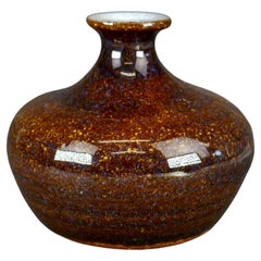 Miniature Mid-Century Ceramic High Glaze Bottle Neck Vase Studio Pot by Sari