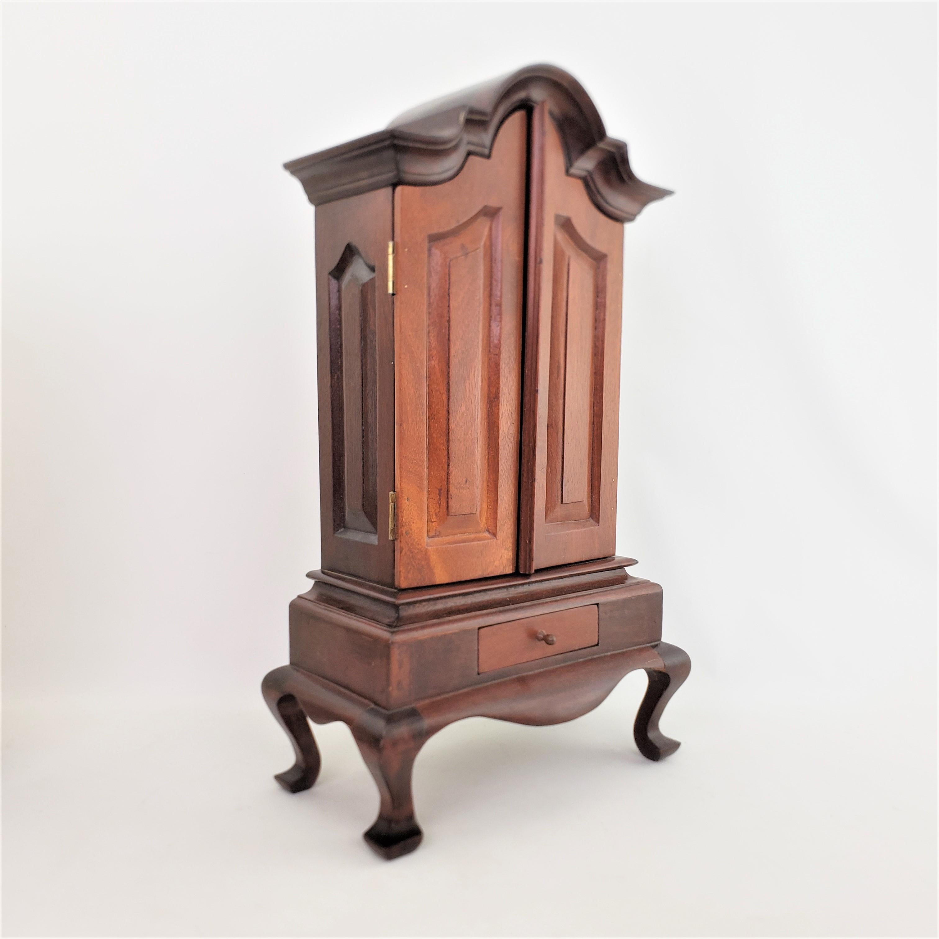 Hand-Crafted Miniature Mid-Century Era Wooden Queen Anne Styled Vanity Cabinet or Cuphoard  For Sale
