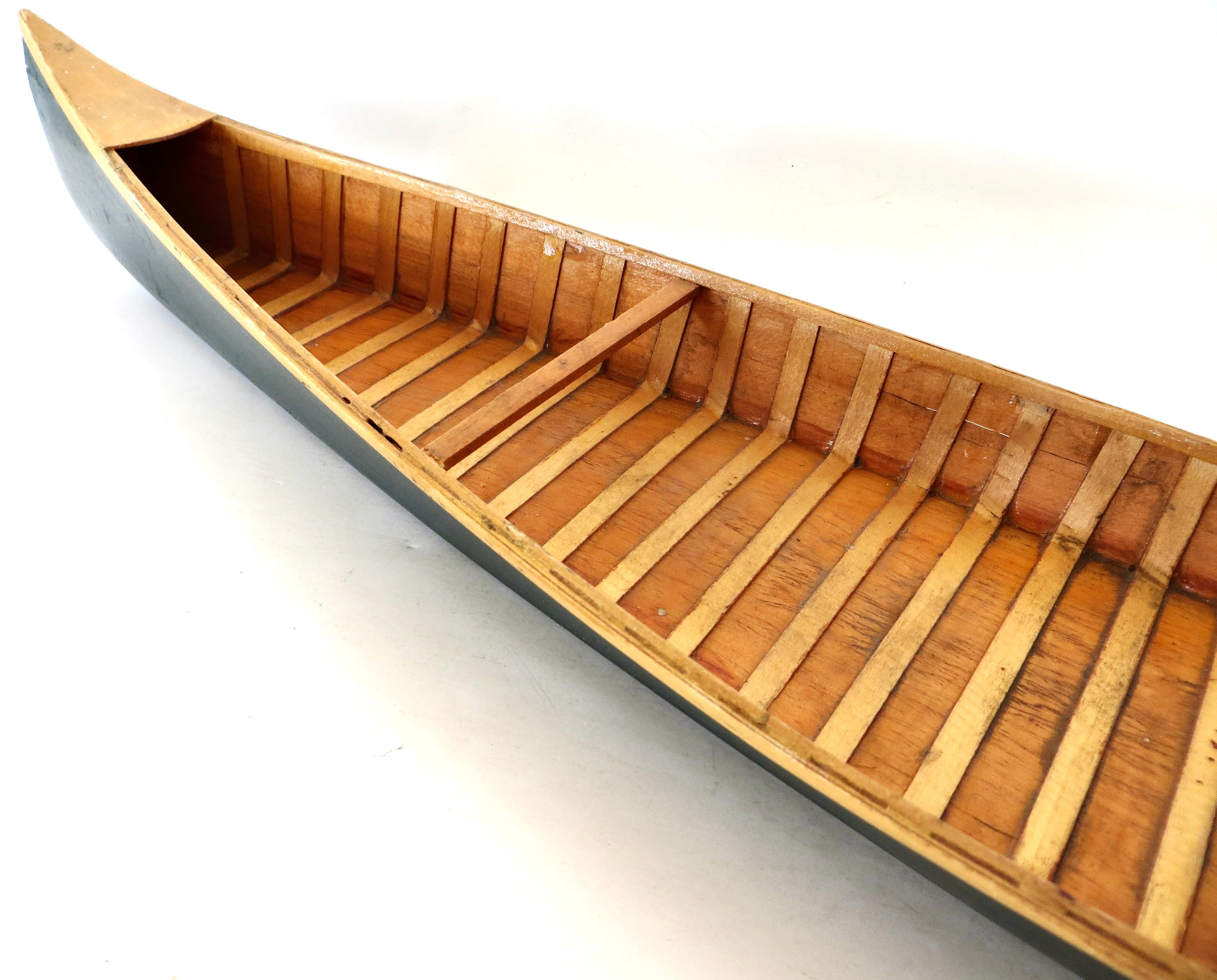Mid-20th Century Miniature Model Wooden Canoe, American Circa 1950's For Sale