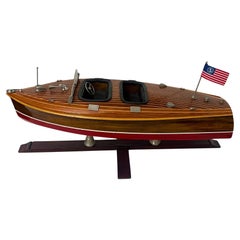 Miniature Motorboat, Chris Craft, Various Woods, Metal, Lacquer, USA circa 1950