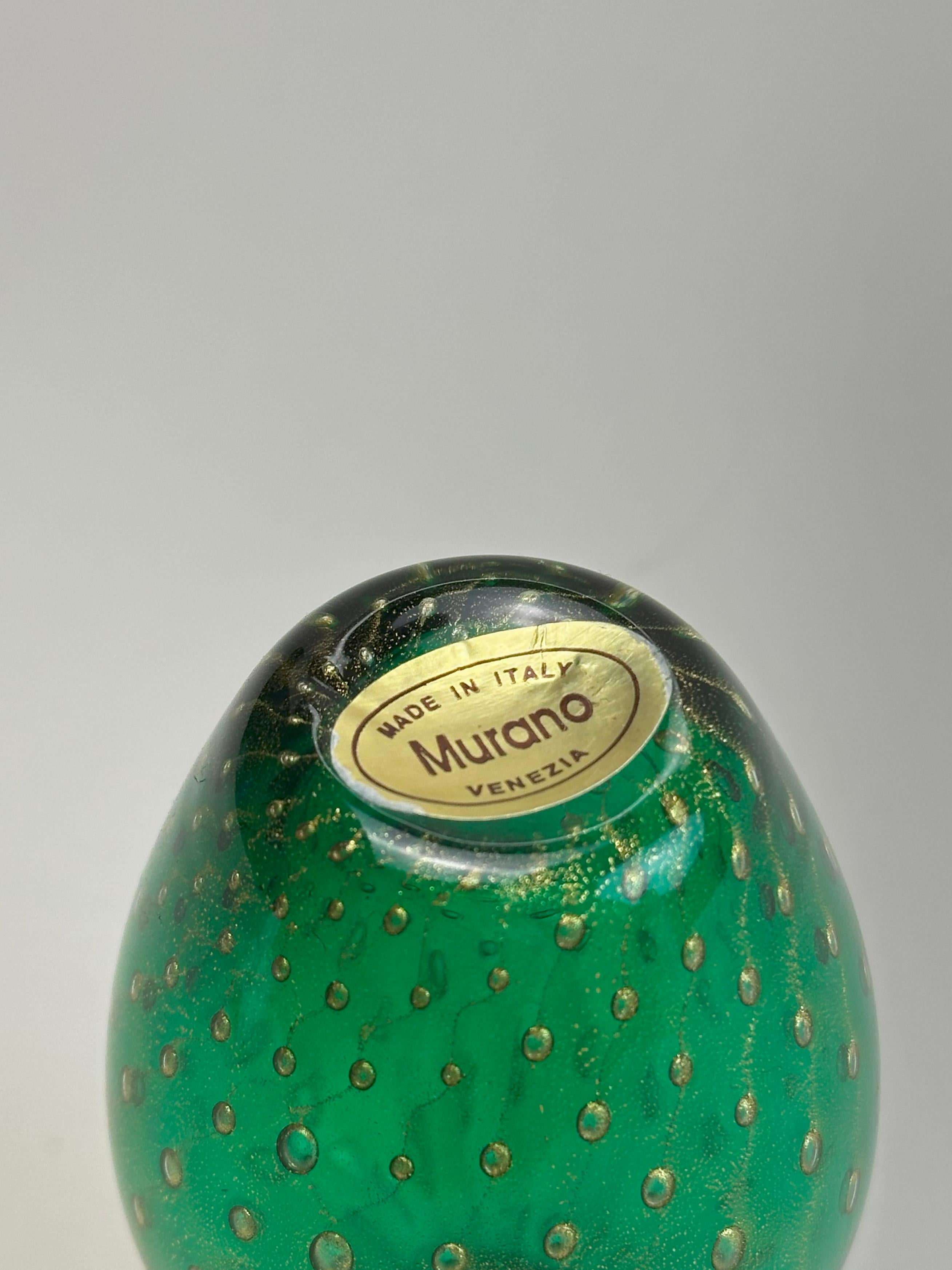 Vase miniature en verre de Murano avec bullicante, feuille d'or, années 1980, Italie Bon état - En vente à Glasgow, GB