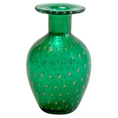 Vase miniature en verre de Murano avec bullicante, feuille d'or, années 1980, Italie
