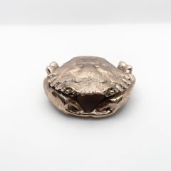Handcast Bronze Miniature Velvet Crab Animal Sculpture by Javier de la Rosa