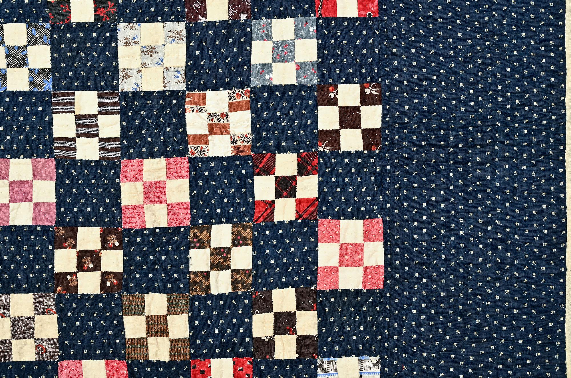 American Miniature Nine Patch Quilt For Sale