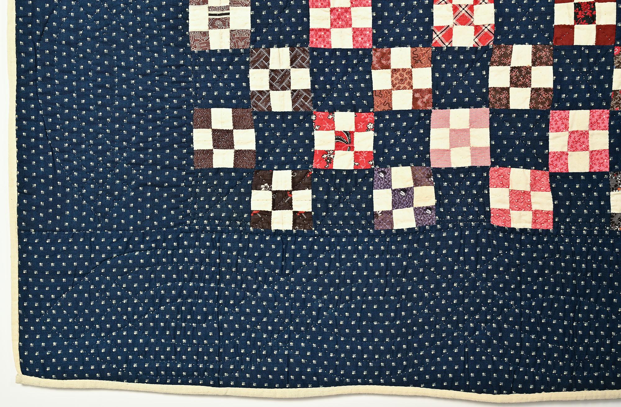 Miniature Nine Patch Quilt In Excellent Condition For Sale In Darnestown, MD
