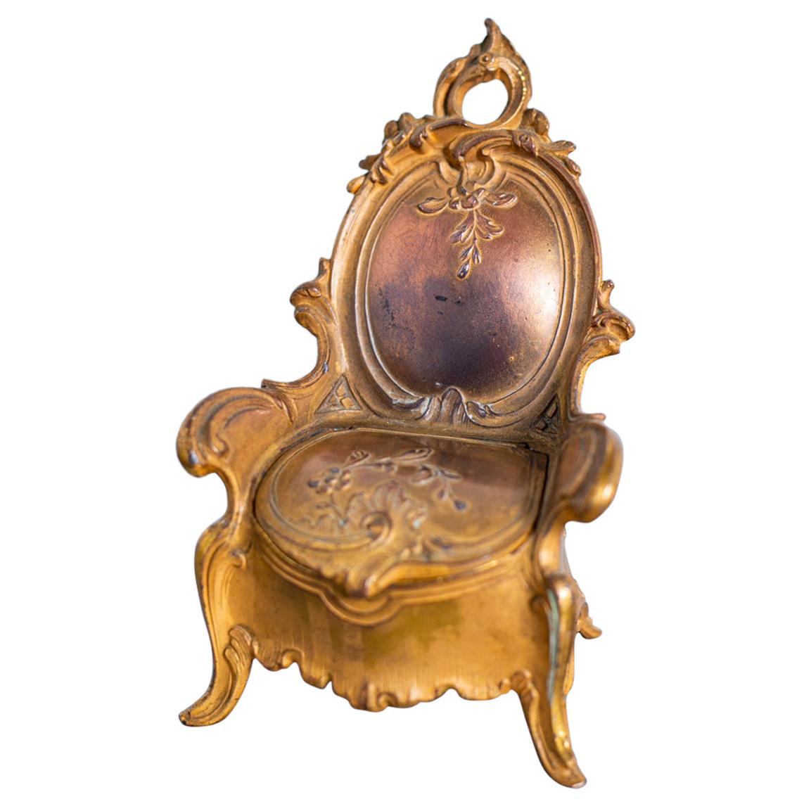 Miniature of a Jewelry Box in Gilt Bronze, Paris, France, circa 1800 For Sale