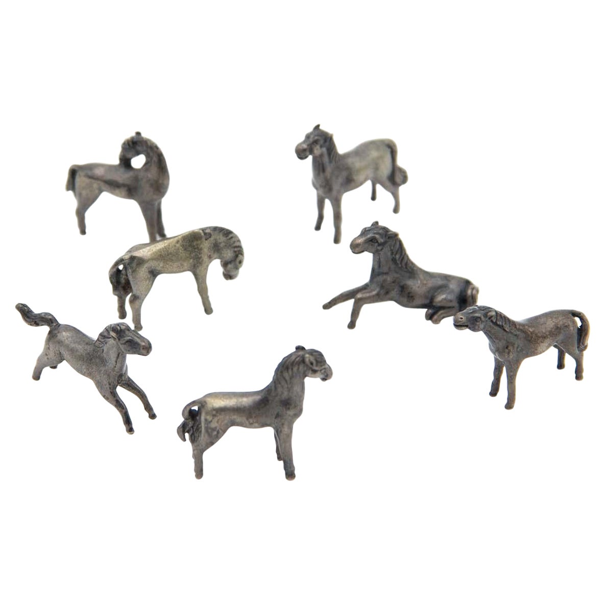 Miniature of seven horses in silver in vendita