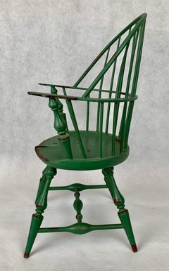 Miniature or Salesman's Sample Windsor Armchair in Green Paint