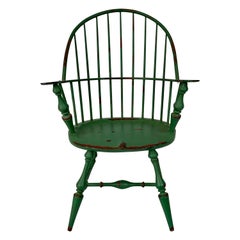 Miniature or Salesman's Sample Windsor Armchair in Green Paint