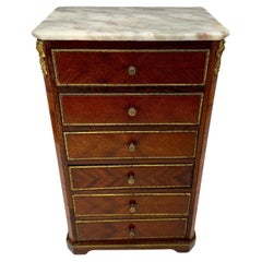 Miniature Ormolu Gilt Mounted Veneer Box Chest for Lingerie or Jewelry