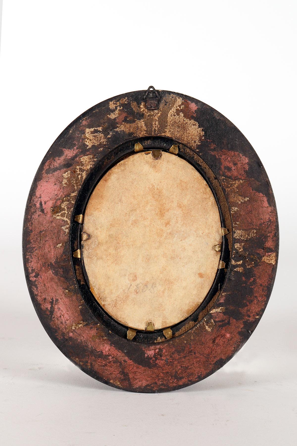 Miniature painted in gouache on paper, depicting a Memento Mori, Italy 1808. en venta 4