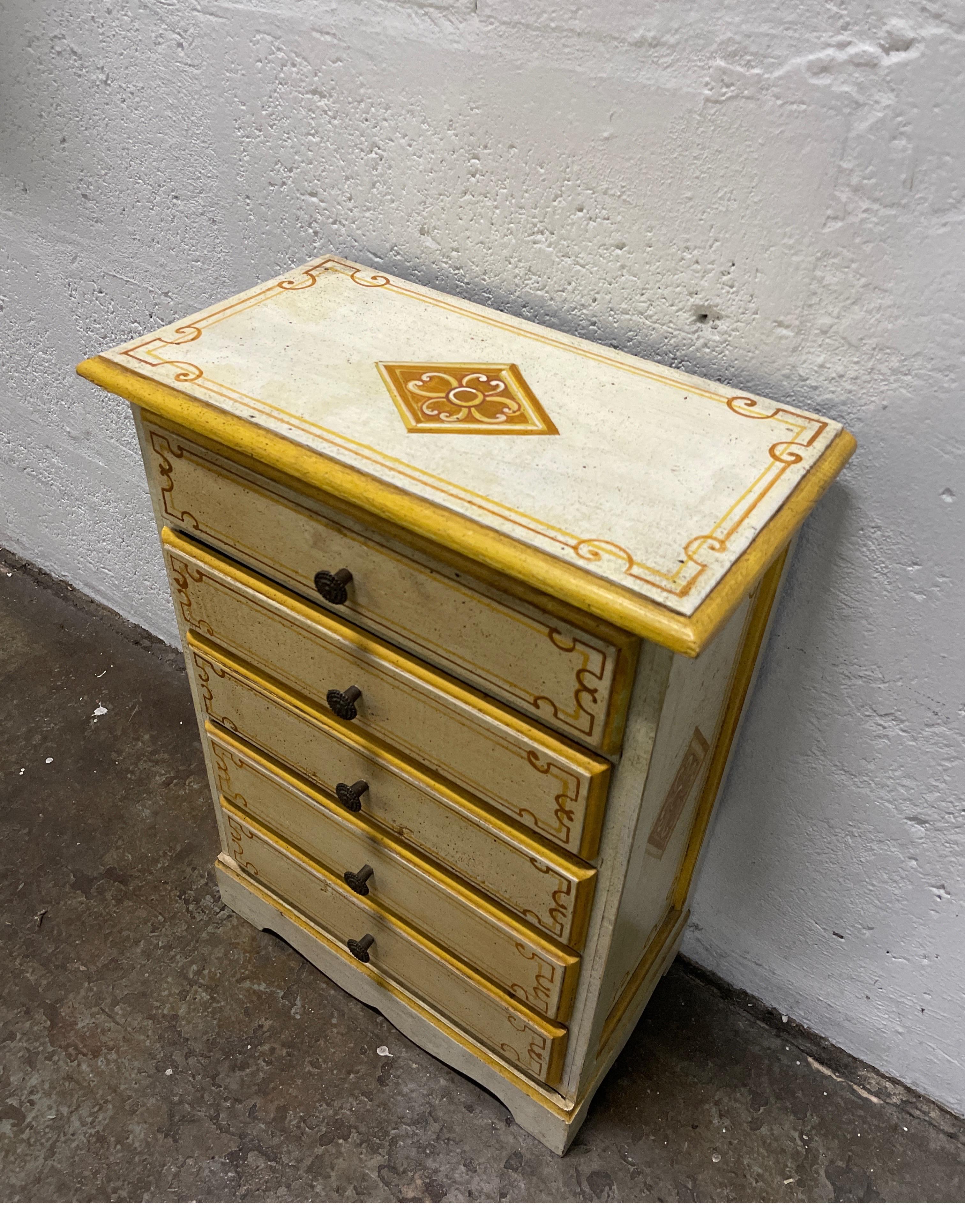 Miniature hand painted five drawer chest.