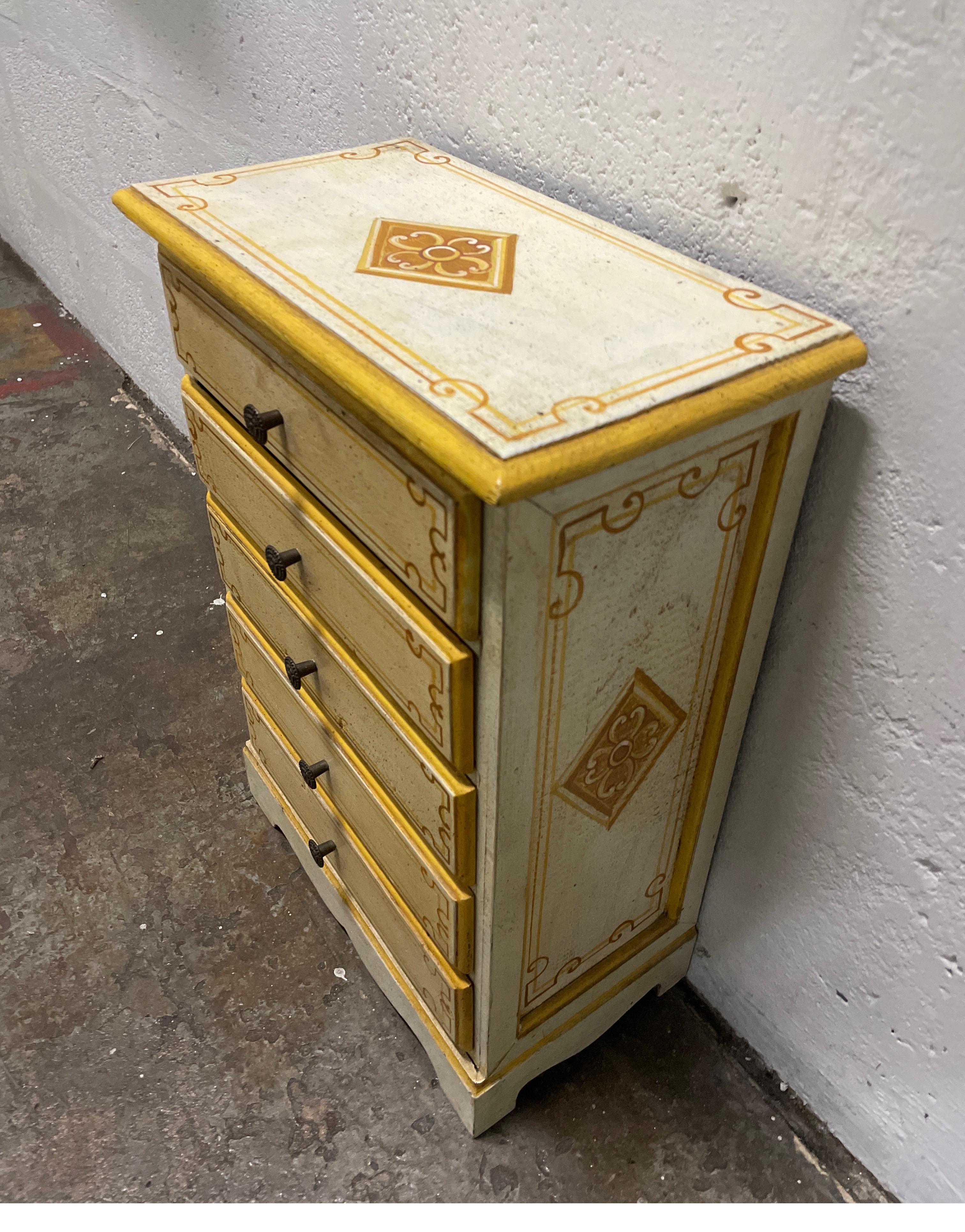 Miniature Painted Italian Chest of Drawers In Good Condition For Sale In West Palm Beach, FL