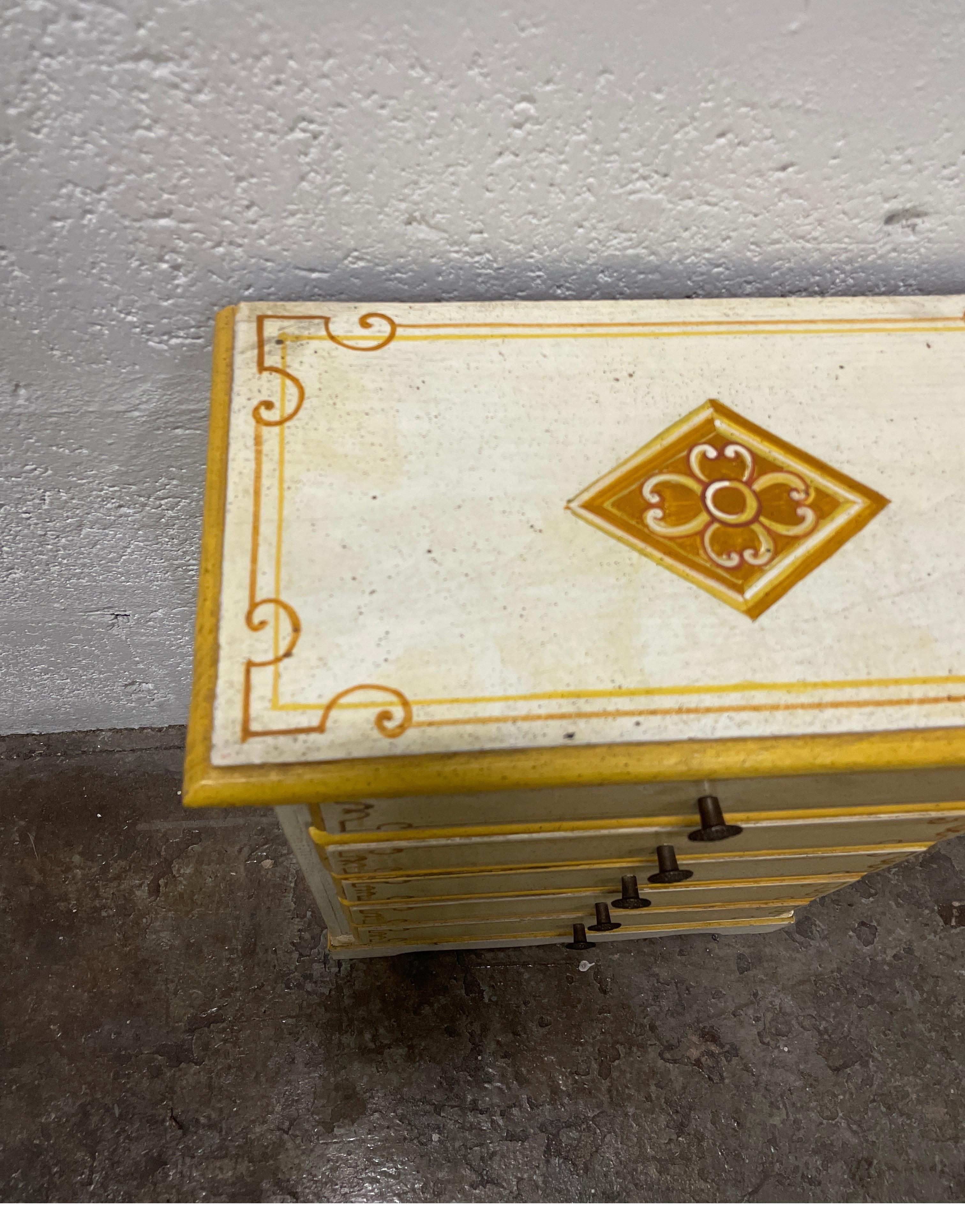 Wood Miniature Painted Italian Chest of Drawers For Sale
