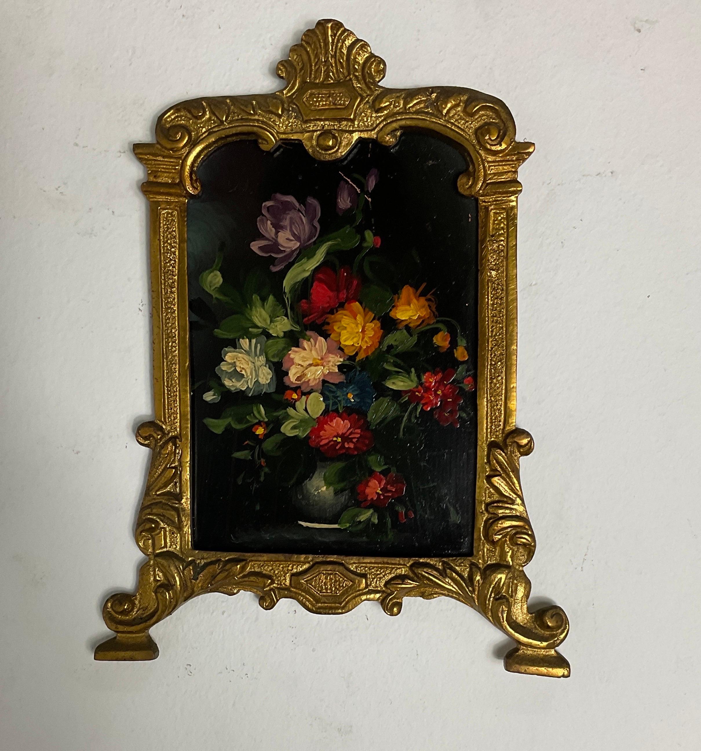 Miniature painted on copper framed brass style Napoleon III late 1800 For Sale 5
