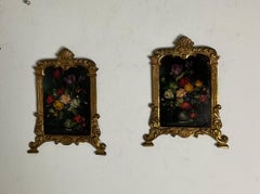 Miniature painted on copper framed brass style Napoleon III late 1800